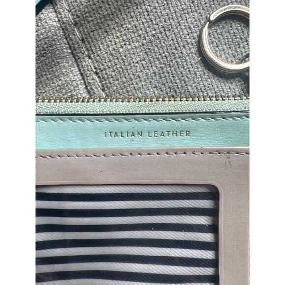 Kate Spade NY Italian Leather Wristlet Wallet / Key Chain – Light Teal & Tan - Picture 4 of 7